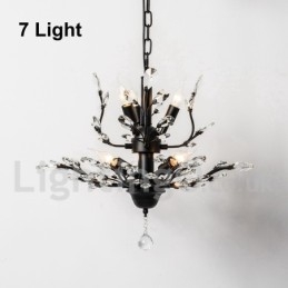 Lustre en cristal peint en fer avec lampe d'éclairage moderne en cristal