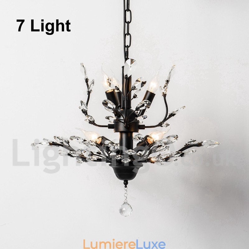 Lustre en cristal peint en fer avec lampe d'éclairage moderne en cristal