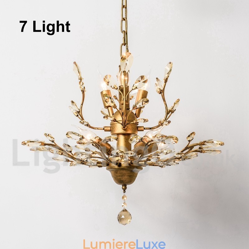 Lustre en cristal peint en fer avec lampe d'éclairage moderne en cristal