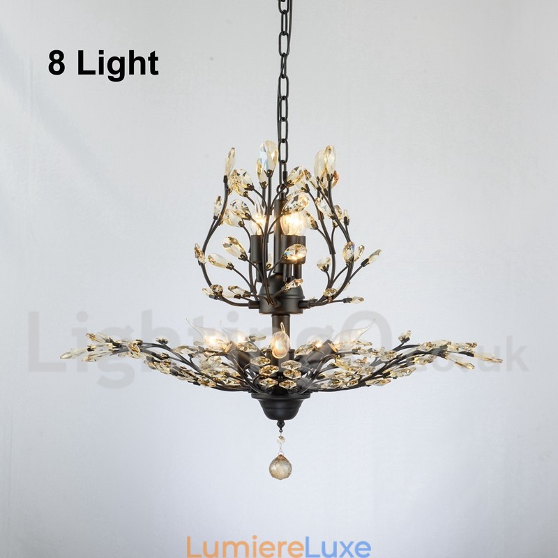 Lustre en cristal peint en fer avec lampe d'éclairage moderne en cristal
