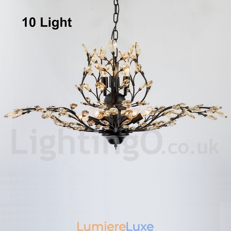 Lustre en cristal peint en fer avec lampe d'éclairage moderne en cristal