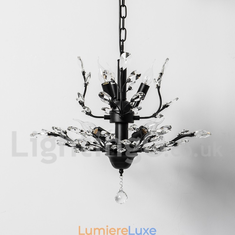 Lustre en cristal peint en fer avec lampe d'éclairage moderne en cristal