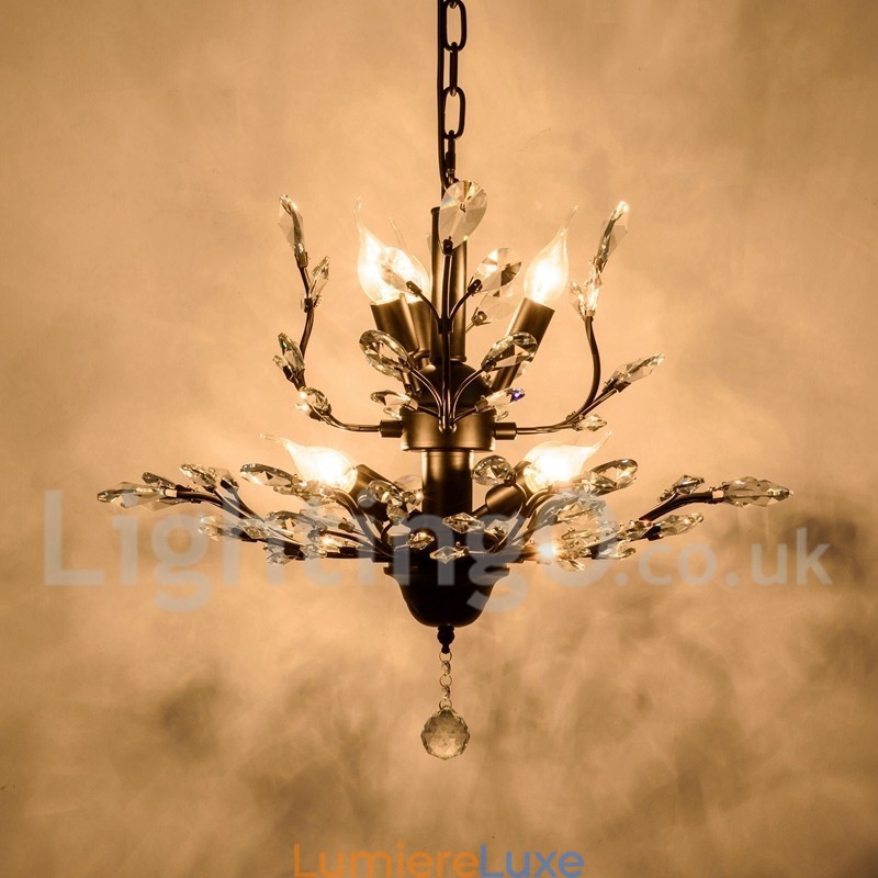 Lustre en cristal peint en fer avec lampe d'éclairage moderne en cristal