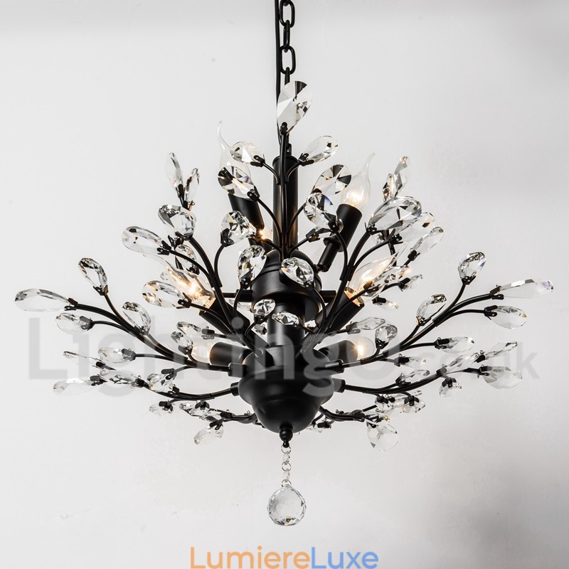 Lustre en cristal peint en fer avec lampe d'éclairage moderne en cristal