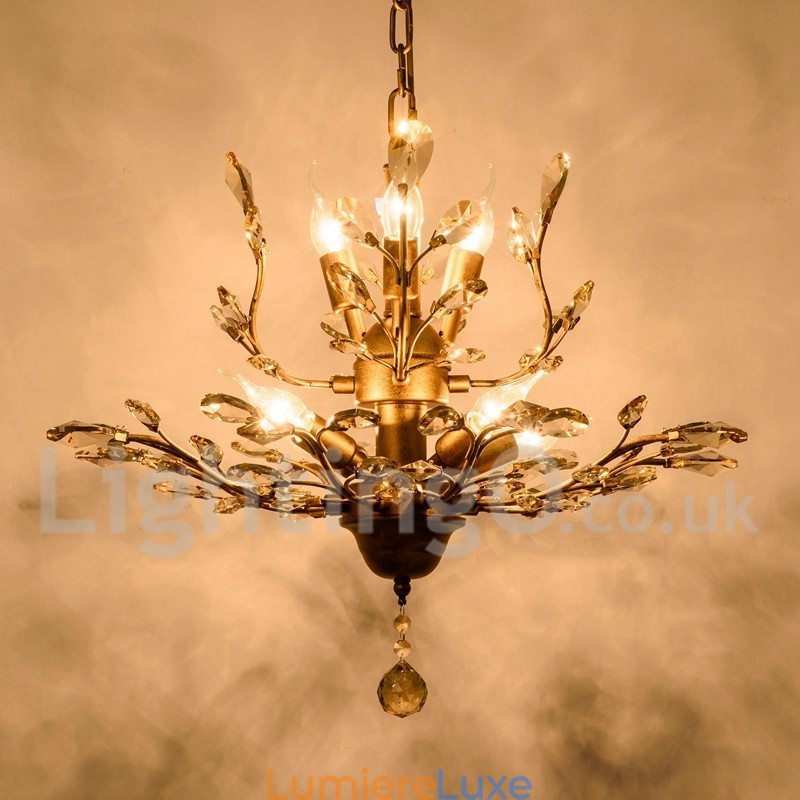 Lustre en cristal peint en fer avec lampe d'éclairage moderne en cristal