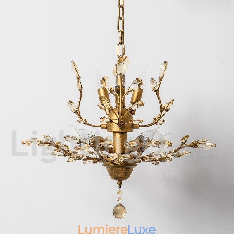 Lustre en cristal peint en fer avec lampe d'éclairage moderne en cristal