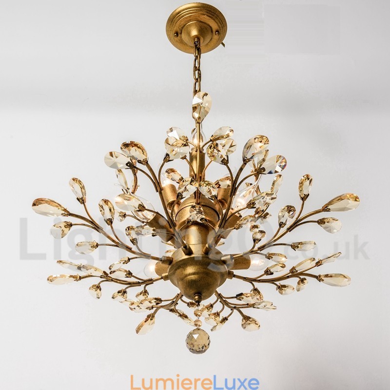 Lustre en cristal peint en fer avec lampe d'éclairage moderne en cristal
