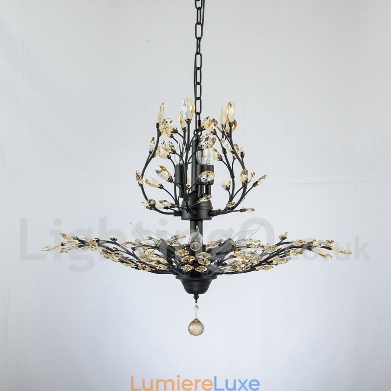 Lustre en cristal peint en fer avec lampe d'éclairage moderne en cristal