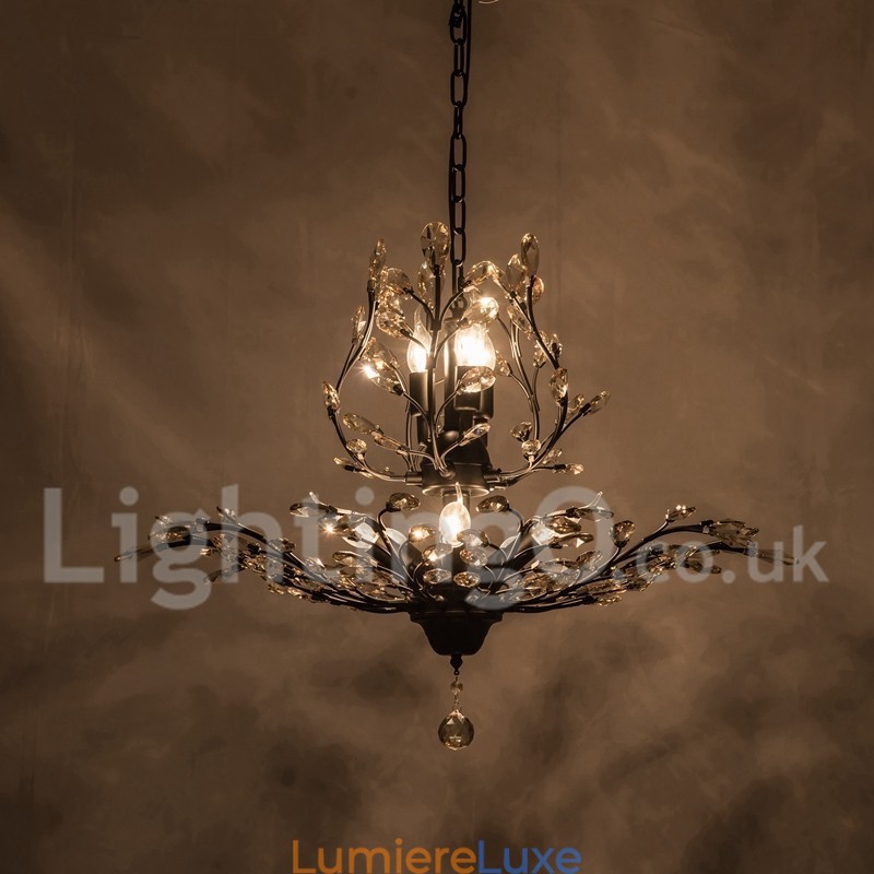 Lustre en cristal peint en fer avec lampe d'éclairage moderne en cristal