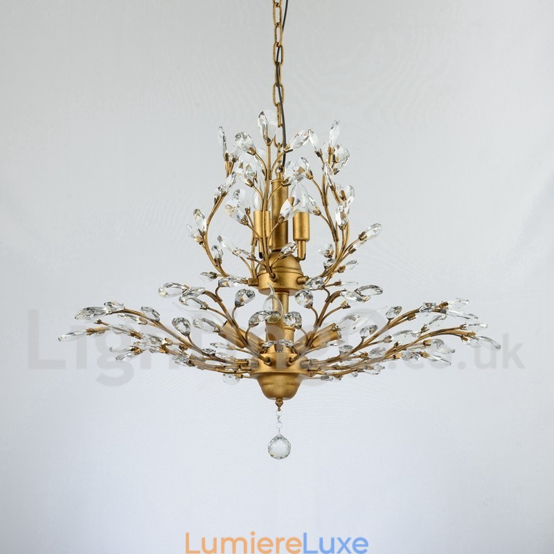 Lustre en cristal peint en fer avec lampe d'éclairage moderne en cristal