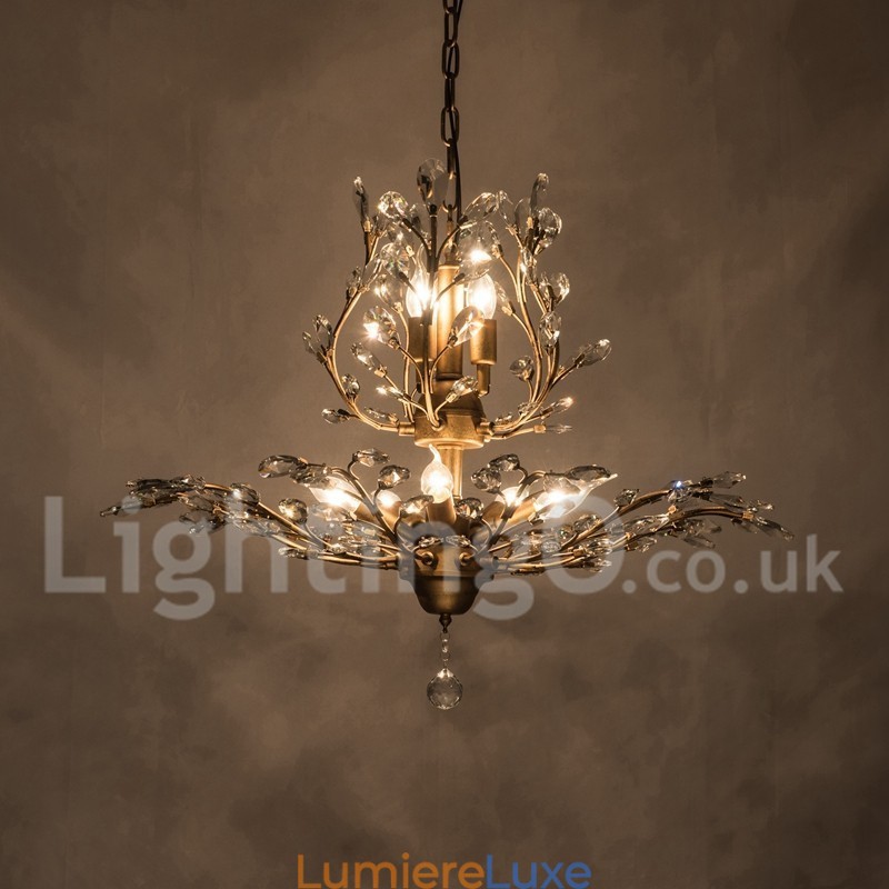 Lustre en cristal peint en fer avec lampe d'éclairage moderne en cristal
