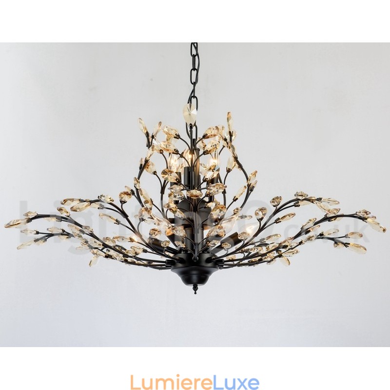 Lustre en cristal peint en fer avec lampe d'éclairage moderne en cristal