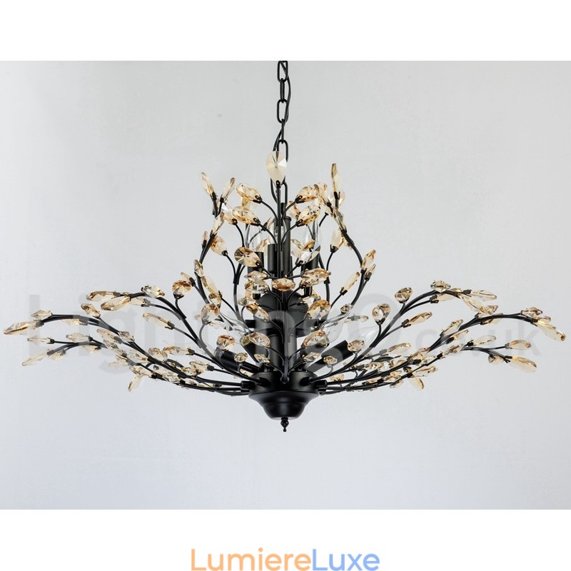 Lustre en cristal peint en fer avec lampe d'éclairage moderne en cristal