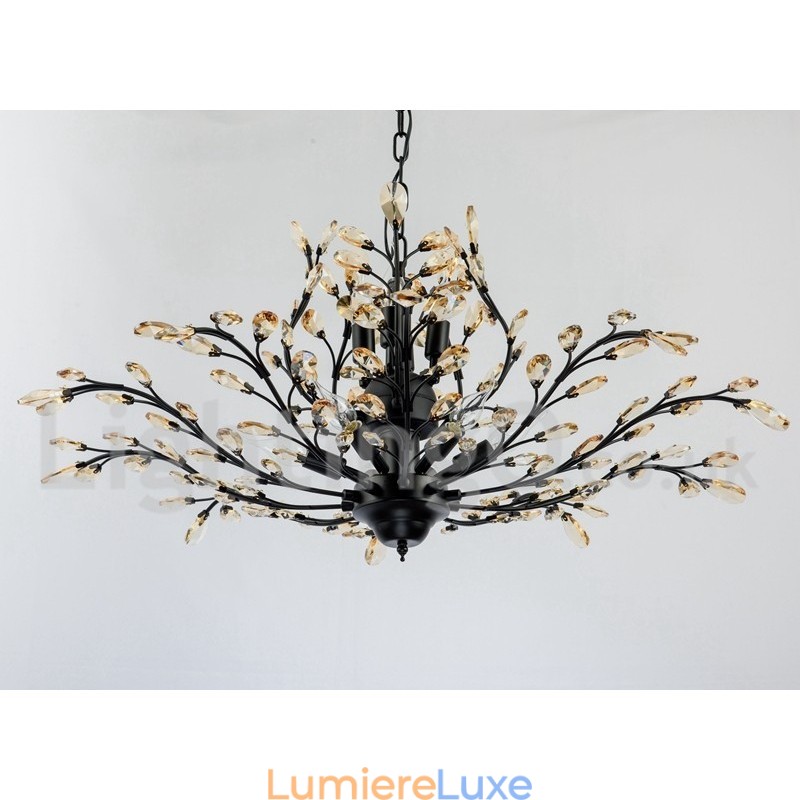 Lustre en cristal peint en fer avec lampe d'éclairage moderne en cristal