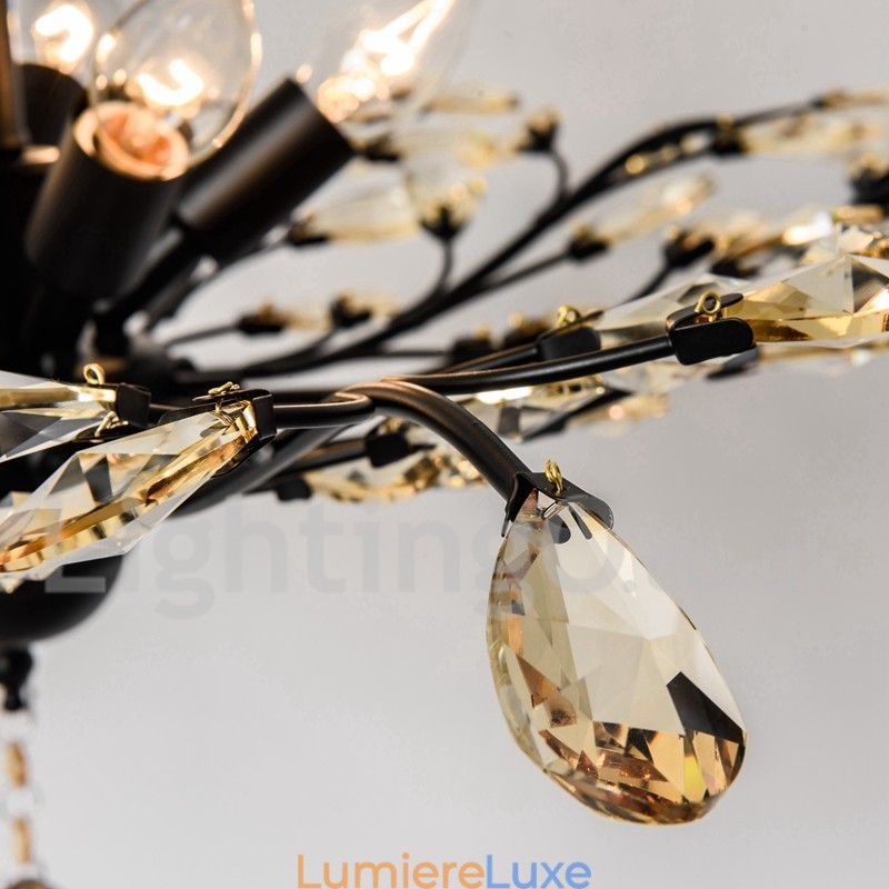 Lustre en cristal peint en fer avec lampe d'éclairage moderne en cristal
