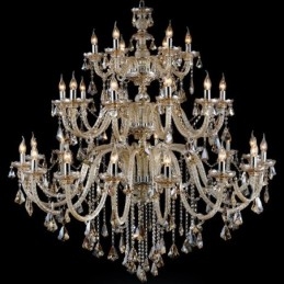 Lustre extra large à 3 niveaux en cristal K9 de couleur cognac, style rétro et luxueux