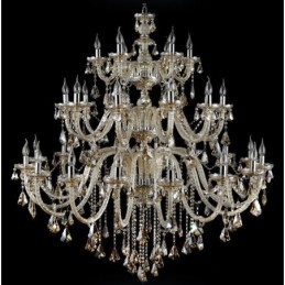 Lustre extra large à 3 niveaux en cristal K9 de couleur cognac, style rétro et luxueux
