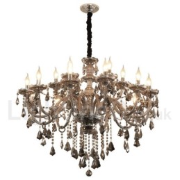 Lustre rétro à 18 lumières en cristal K9 de couleur grise