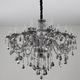 Lustre rétro à 18 lumières en cristal K9 de couleur grise