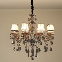 Lustre bougie rétro en cristal K9 gris à 8 lumières