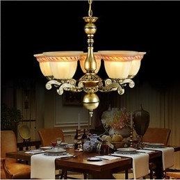 Lustre cinq lumières bronze européen rétro classique
