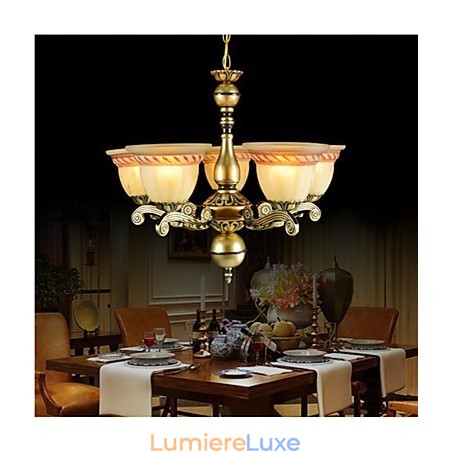 Lustre cinq lumières bronze européen rétro classique Lustre cinq lumières bronze européen rétro classique