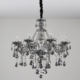Lustre bougie rétro en cristal K9 gris à 8 lumières