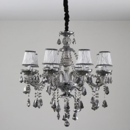Lustre bougie rétro en cristal K9 gris à 8 lumières