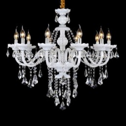 Lustre bougie en cristal transparent K9 de couleur blanche rétro