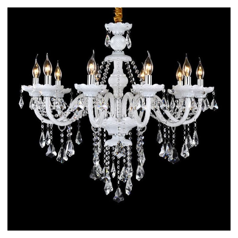 Lustre bougie en cristal transparent K9 de couleur blanche rétro