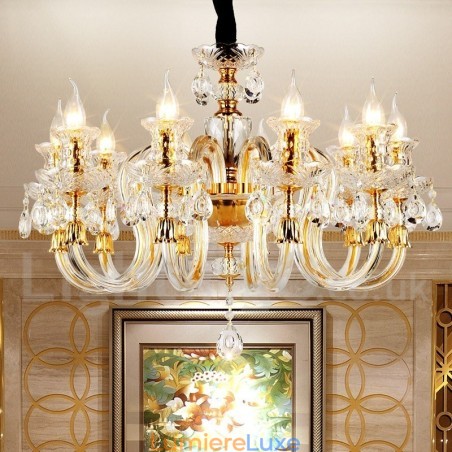 Lustre bougie en cristal transparent K9 couleur or rétro Lustre bougie en cristal transparent K9 couleur or rétro
