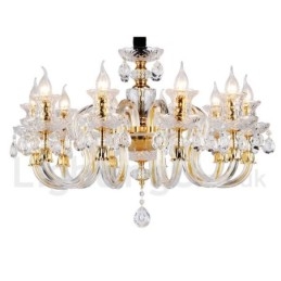 Lustre bougie en cristal transparent K9 couleur or rétro