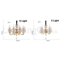 Lustre bougie en cristal transparent K9 couleur or rétro
