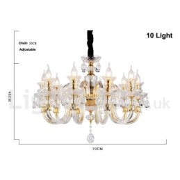 Lustre bougie en cristal transparent K9 couleur or rétro
