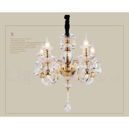 Lustre bougie en cristal transparent K9 couleur or rétro