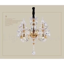 Lustre bougie en cristal transparent K9 couleur or rétro