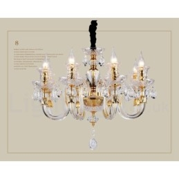 Lustre bougie en cristal transparent K9 couleur or rétro
