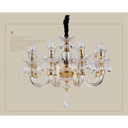 Lustre bougie en cristal transparent K9 couleur or rétro