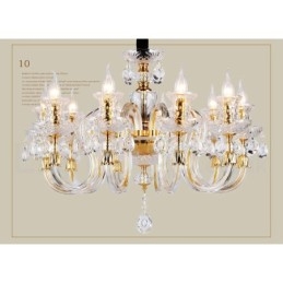 Lustre bougie en cristal transparent K9 couleur or rétro