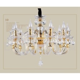 Lustre bougie en cristal transparent K9 couleur or rétro