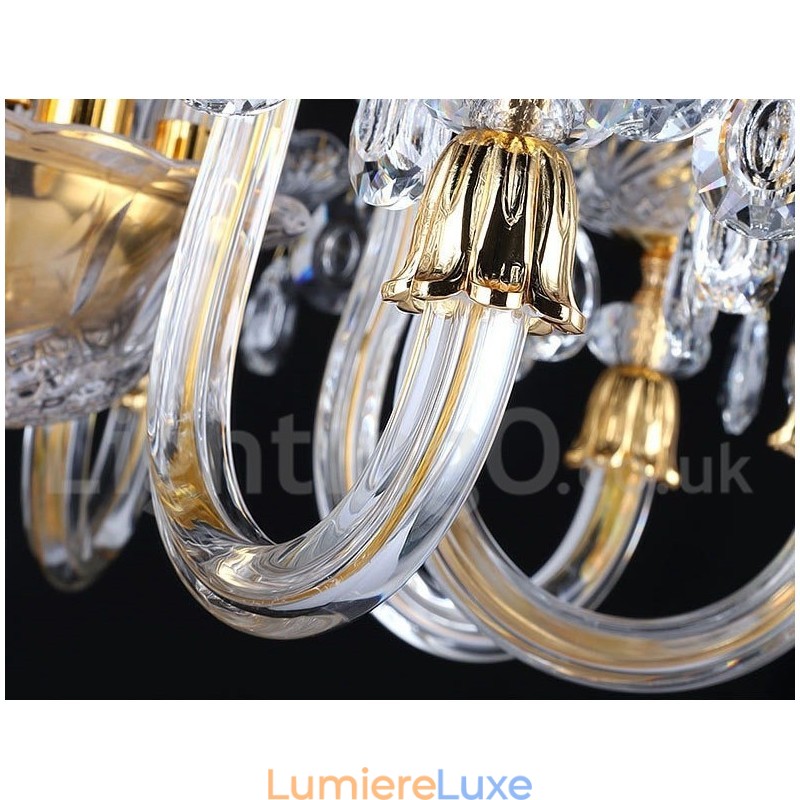 Lustre bougie en cristal transparent K9 couleur or rétro