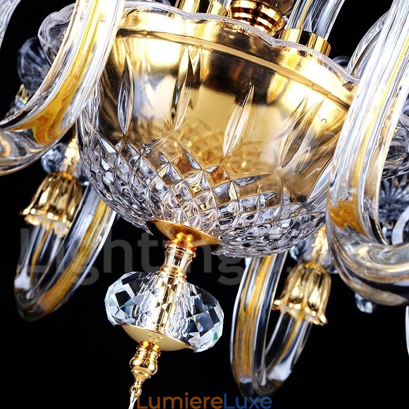 Lustre bougie en cristal transparent K9 couleur or rétro