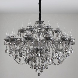 Lustre rétro à 18 lumières en cristal K9 de couleur grise