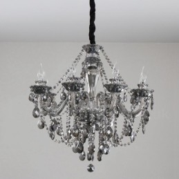 Grand lustre rétro à 8 lumières en cristal K9 gris
