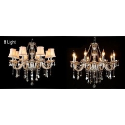 Lustre en cristal K9 de grande taille avec abat-jour couleur cognac