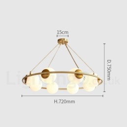 Lustre rond rustique en laiton pur de style haricot avec abat-jour blancs