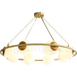 Lustre rond rustique en laiton pur de style haricot avec abat-jour blancs