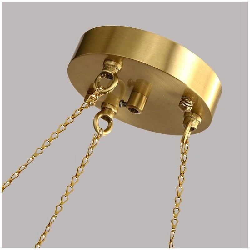 Lustre rond rustique en laiton pur de style haricot avec abat-jour blancs