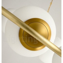 Lustre rond rustique en laiton pur de style haricot avec abat-jour blancs