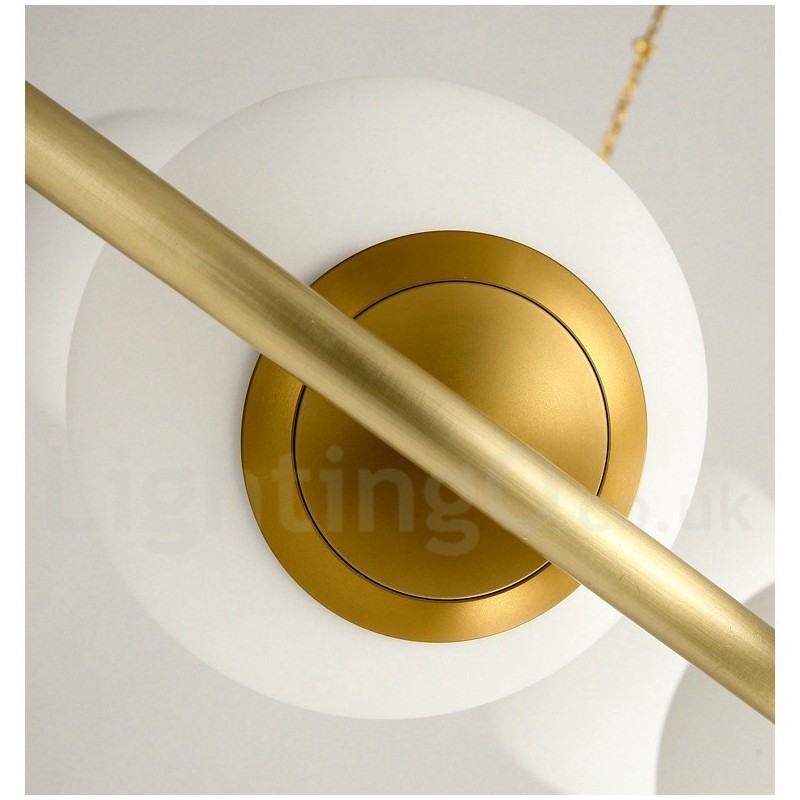 Lustre rond rustique en laiton pur de style haricot avec abat-jour blancs